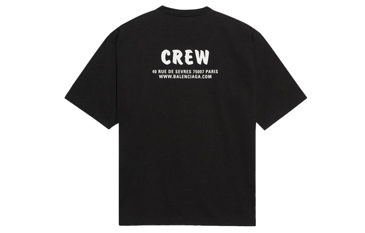 Men's Balenciaga Crew Alphabet Printing Short Sleeve Black 620969TIV741070