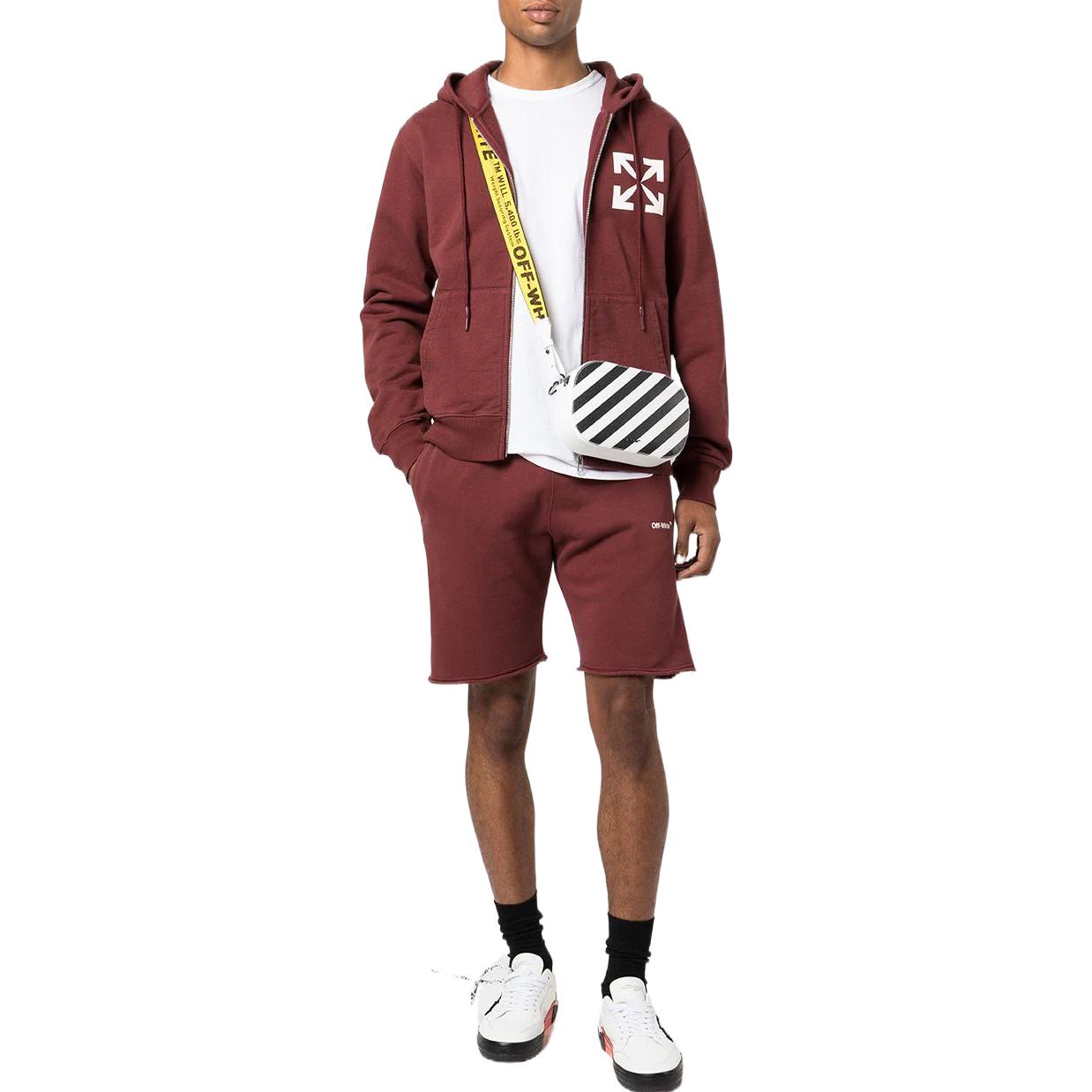 Off-White Diag Helvetica Sweatshort 'Barolo' OMCI006F22FLE0012801