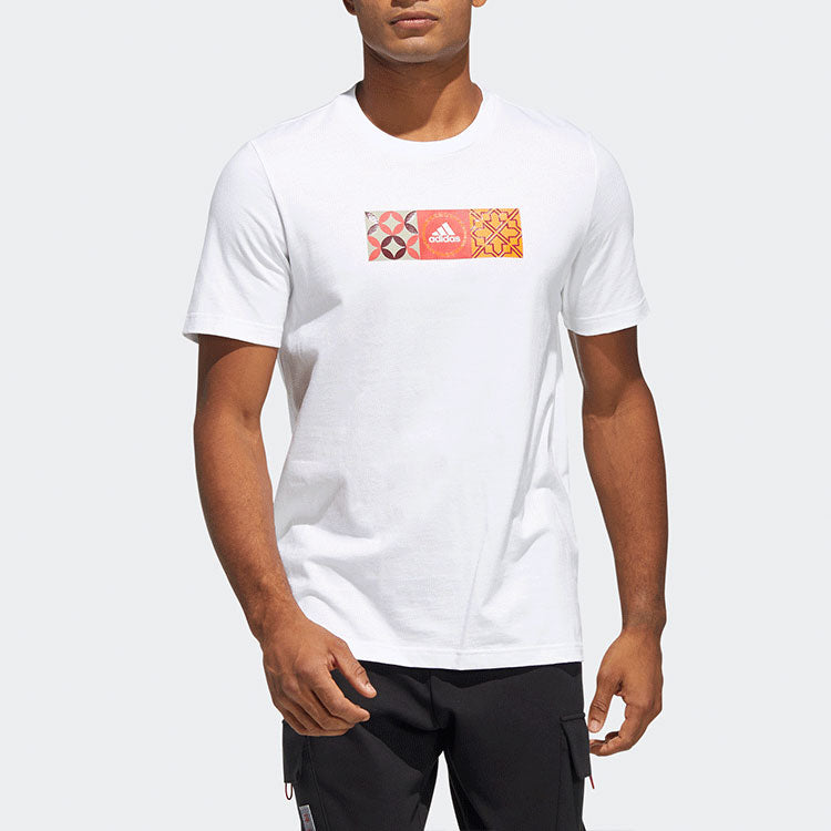 adidas Cny Gfx Tee limited Logo Printing Sports Round Neck Short Sleeve White HI3291