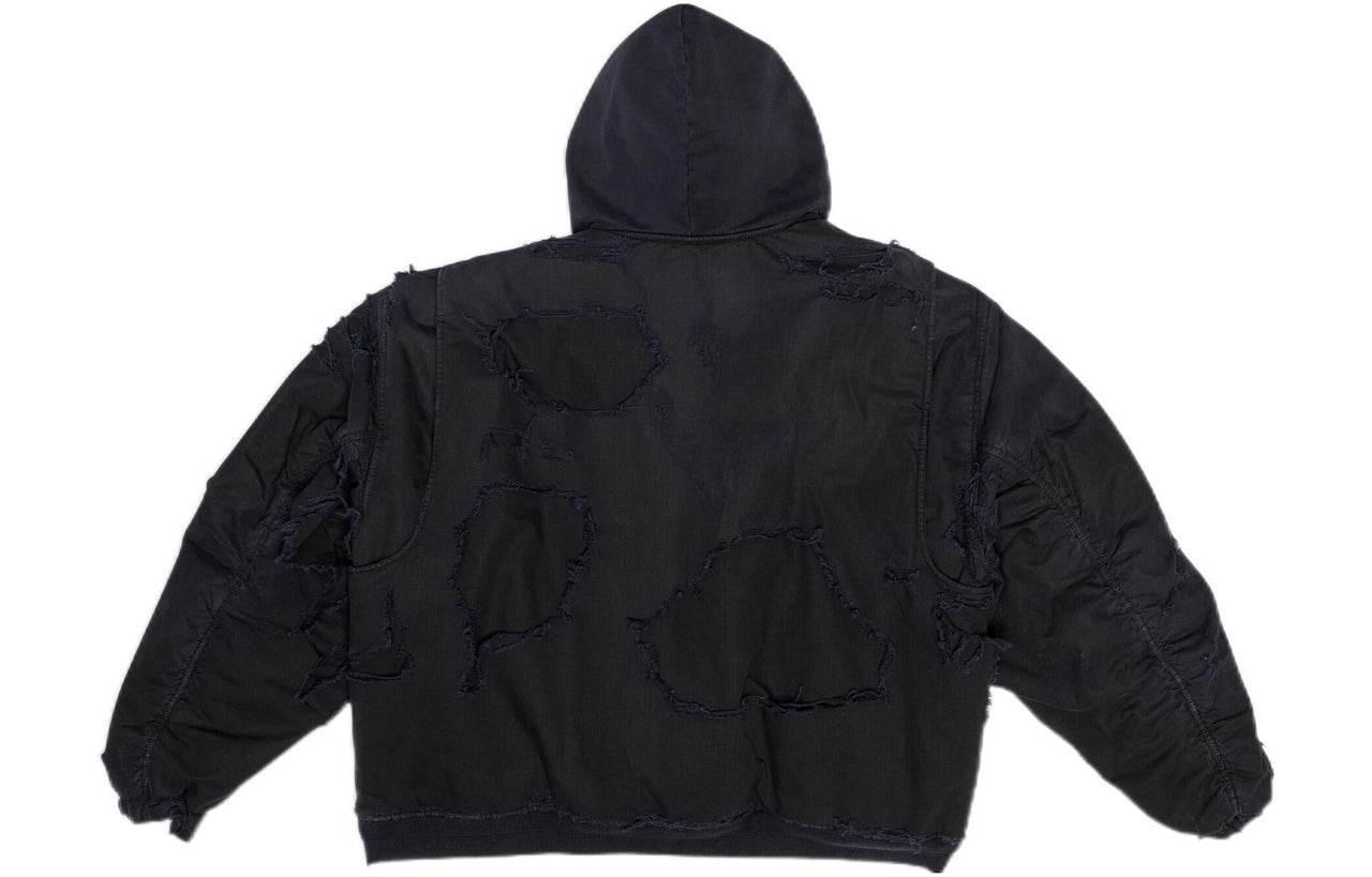 Balenciaga Destroyed Bomber Jacket 'Black' 698844TKP271000