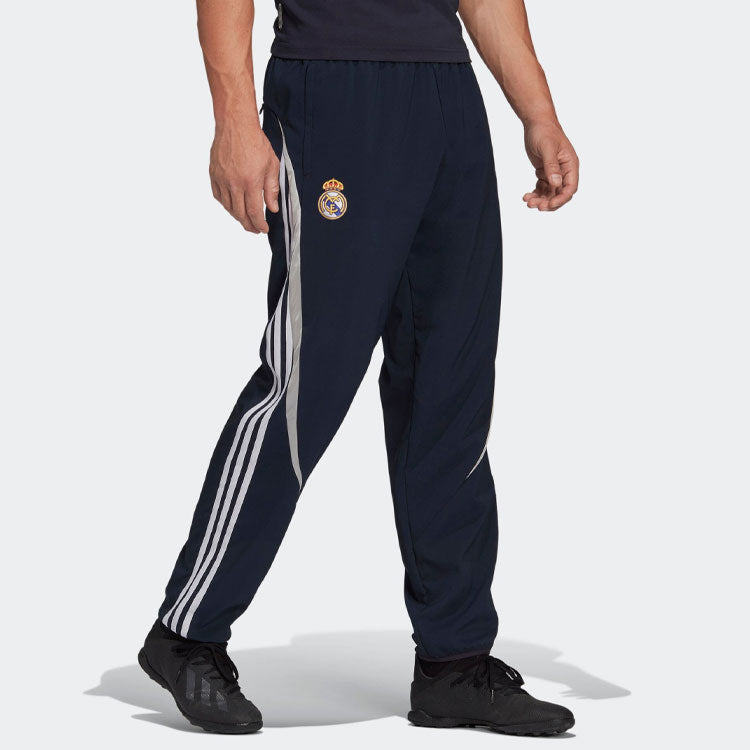 Men's adidas Logo Printing Stripe Elastic Waistband Sports Pants/Trousers/Joggers Blue HA2532