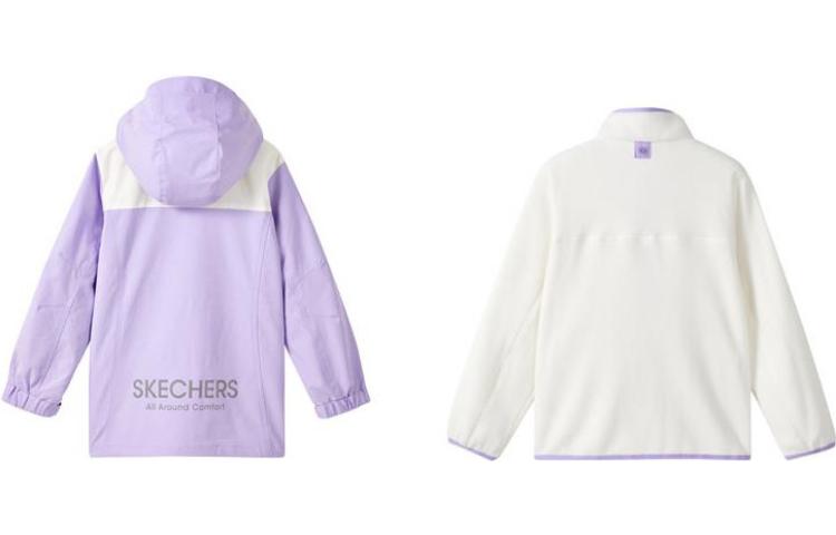 (GS) Skechers Letter Printed 3-In-1 Hooded Jacket 'Purple White' P422G007