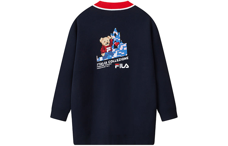 (WMNS) FILA Knitted Coat 'Navy Red' F11W118450F-NV