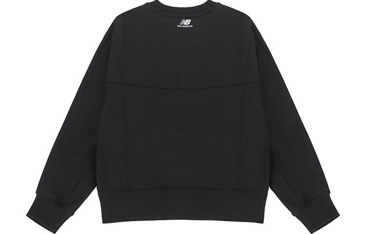 (WMNS) New Balance Casual Sports Alphabet Printing Pullover Round Neck Hoodie Black 5CC13022-BK