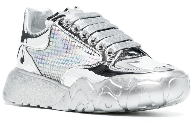 (WMNS) Alexander McQueen Metallic Low-Top sneakers 'Silver' 685679W4SI18257