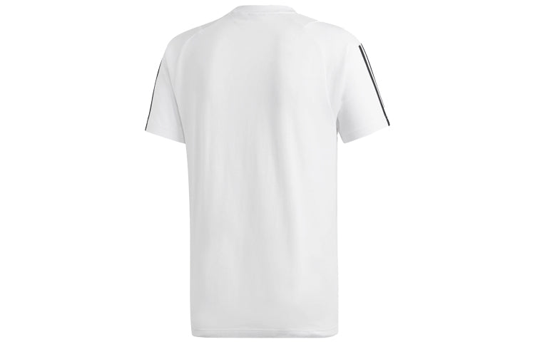 adidas Stripe Printing Training Sports Short Sleeve White DQ1453