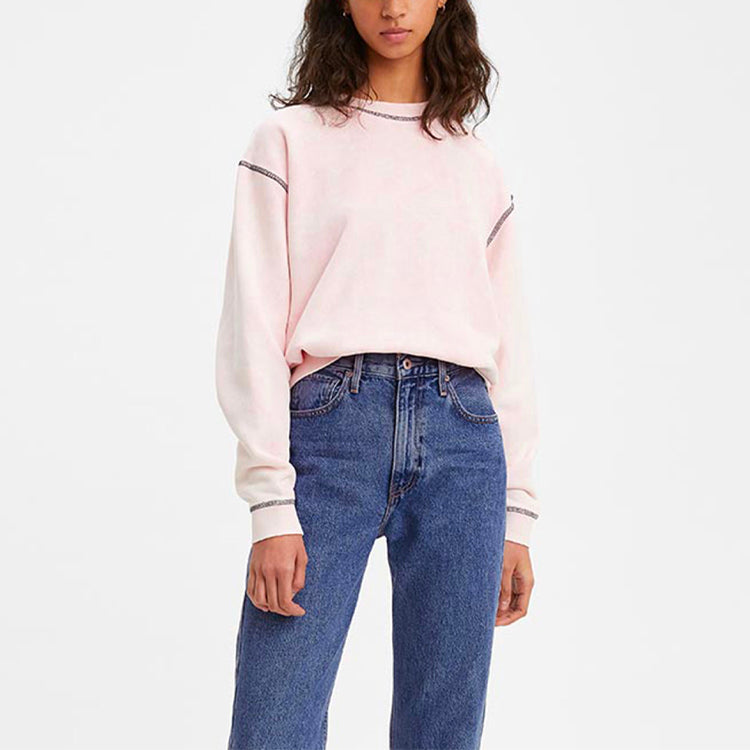 (WMNS) Levi's Midnight Blue Series Loose Round Neck Pullover Pink Hoodie 84693-0000