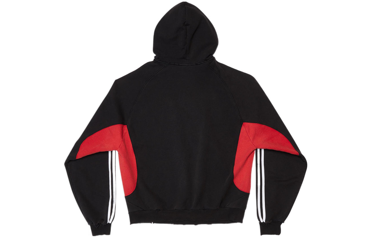 Balenciaga x adidas Fleece Hoodie Slim Fit 'Black Red' 712395TNVA81003