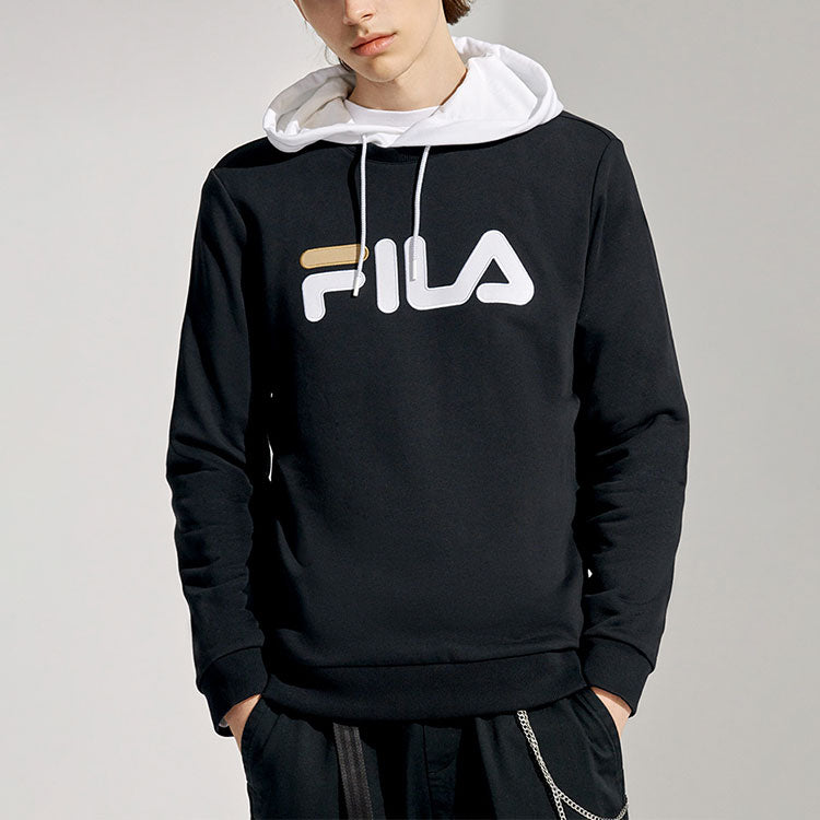 Fila FUSION Pattern Printing Round Neck Pullover Couple Style Black T11M113205F-BK