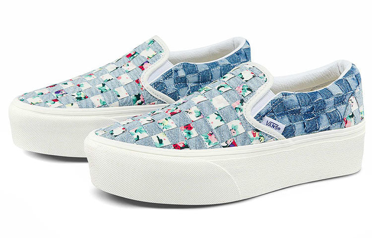 (WMNS) Vans Classic Slip-On Stackform Low-Top Sneakers Denim-Blue 'Blue White' VN0A7Q5RB12