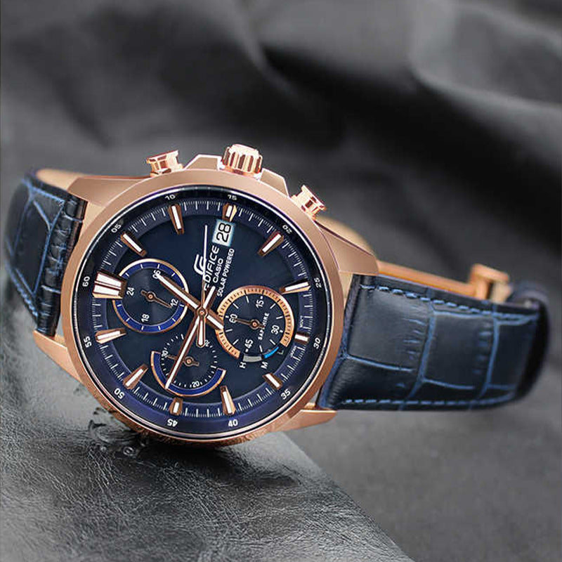 CASIO Waterproof EDIFICE Solar Powered Mens Blue Analog EFB-610SBL-2A