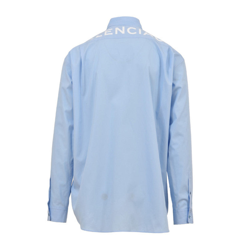 Balenciaga Back Logo Cotton Poplin Shirt 'Light Blue' 508465TWB044850