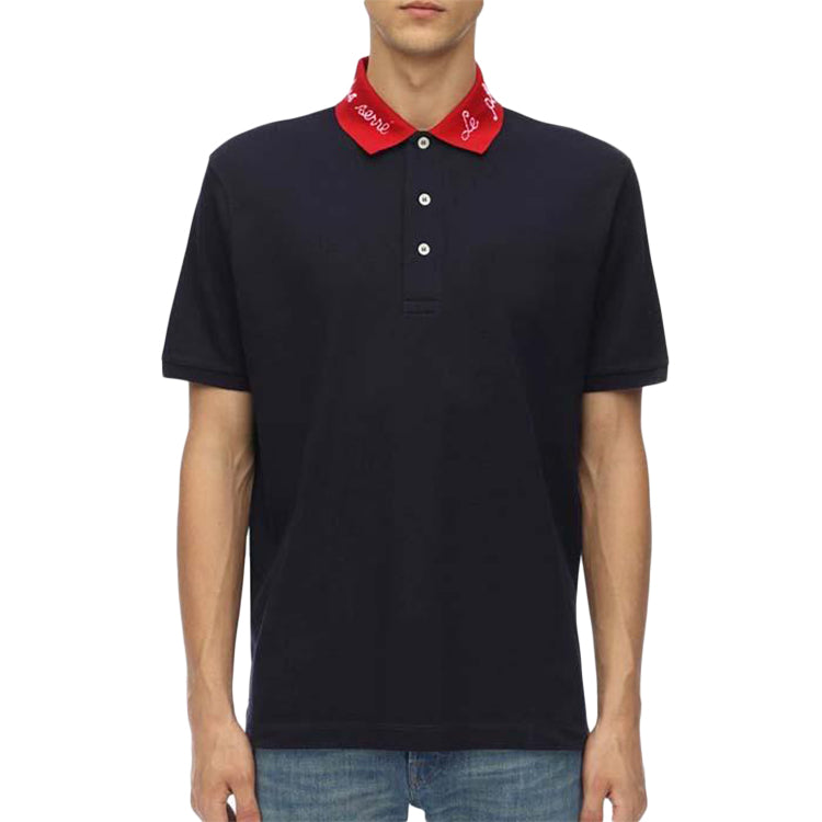 Gucci MENS Embroidered Cotton Short Sleeve Polo Shirt Blue/Red 598958-XJB0W-4062