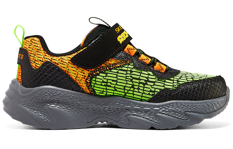 (GS) Skechers Dino-Lights Sneaker 'Green Orange Black' 400615L-BKOR