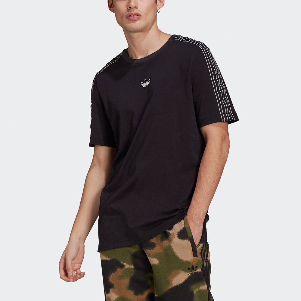 adidas originals MENS Sprt 3 Stripe T Casual Sports Crew-neck Short Sleeve Black GN2417