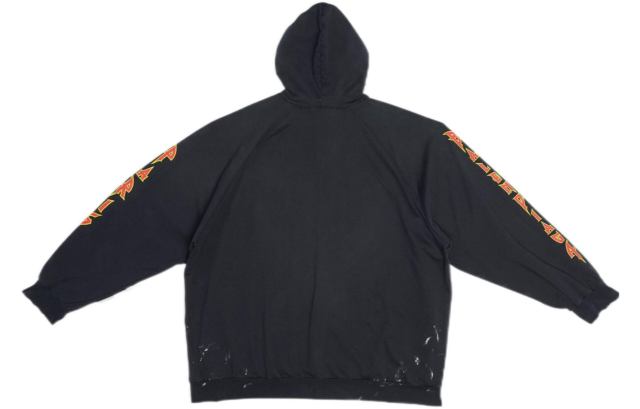Balenciaga SBalenciaga Metallica Hoodie Oversized Fit 'Black Orange' 697879TMV891055