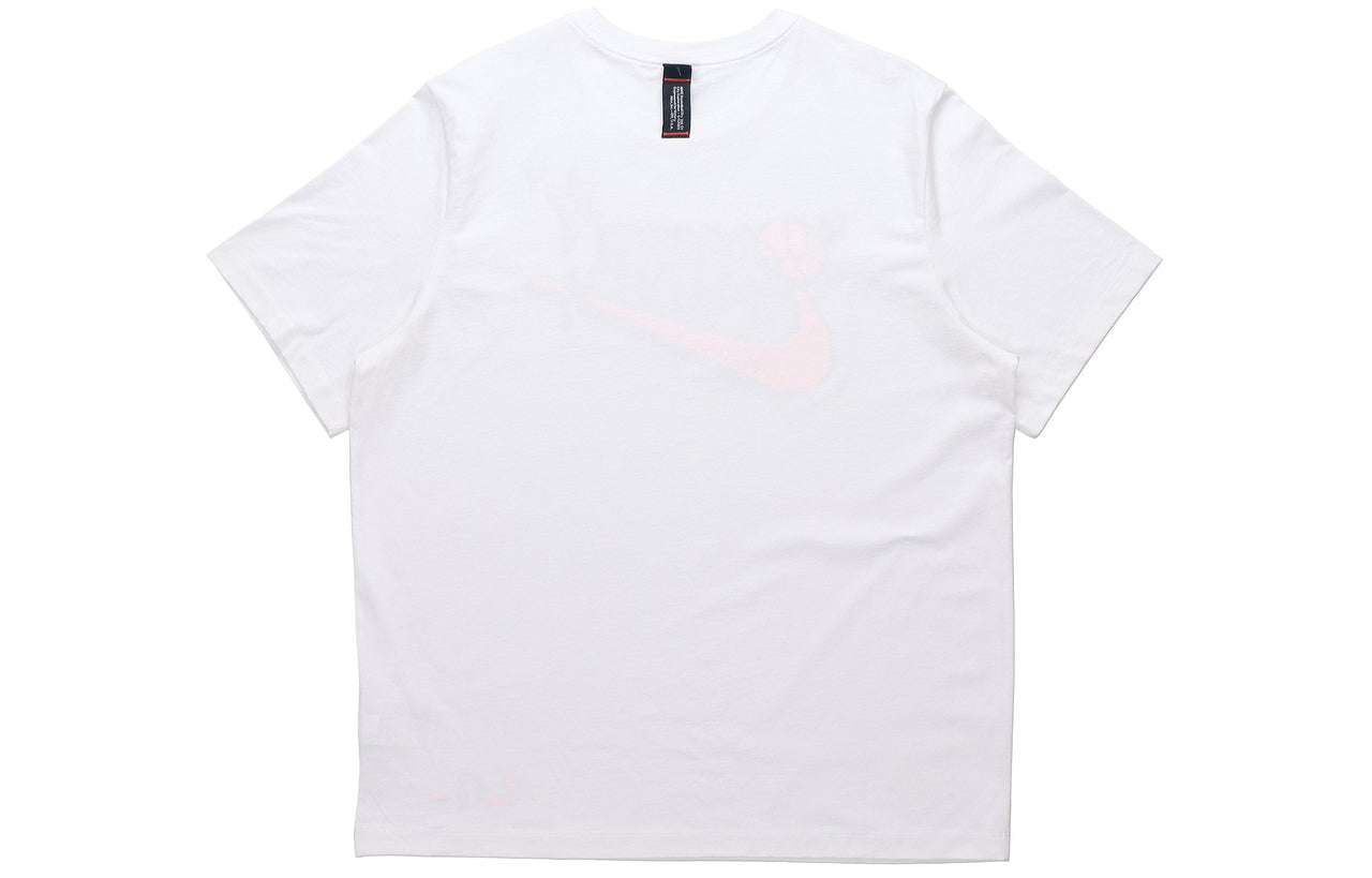 Nike Basketball Logo Alphabet Printing Round Neck Pullover Short Sleeve White DD9373-100