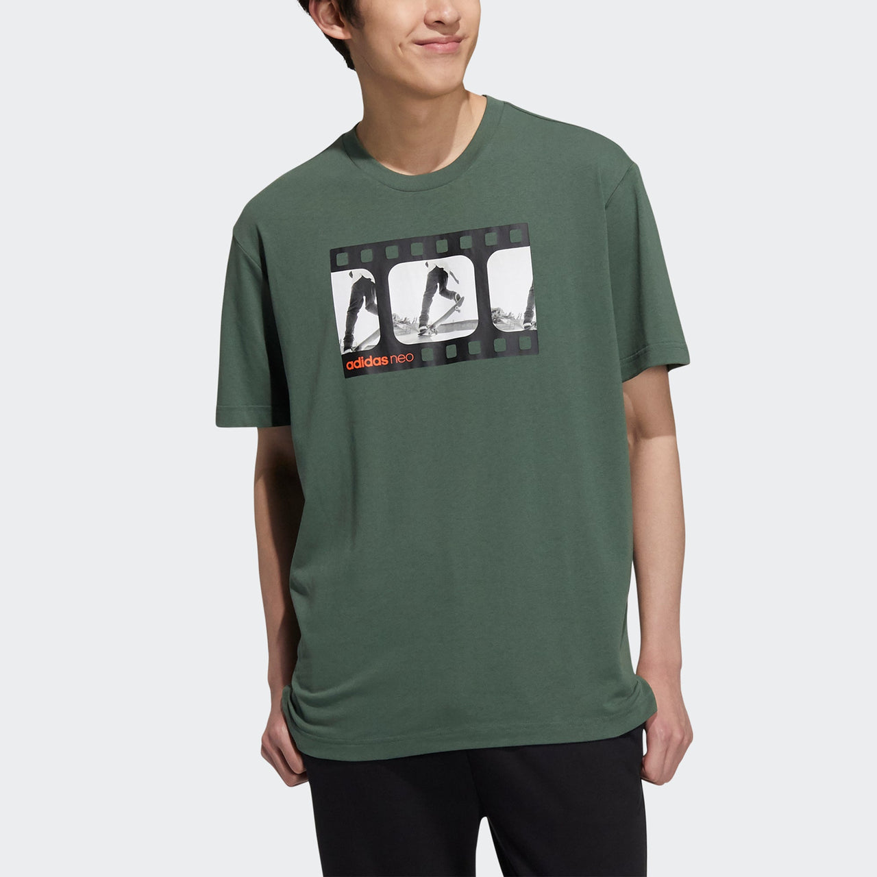adidas neo M Brlv Tee3 Casual Sports Pattern Printing Short Sleeve Green H59453