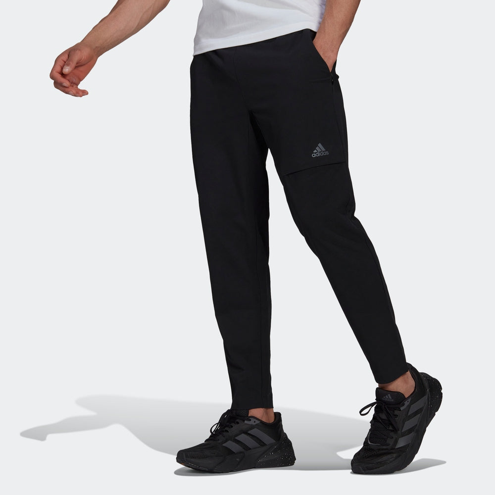 Men's adidas Solid Color Logo Printing Elastic Waistband Straight Sports Pants/Trousers/Joggers Black HI5388