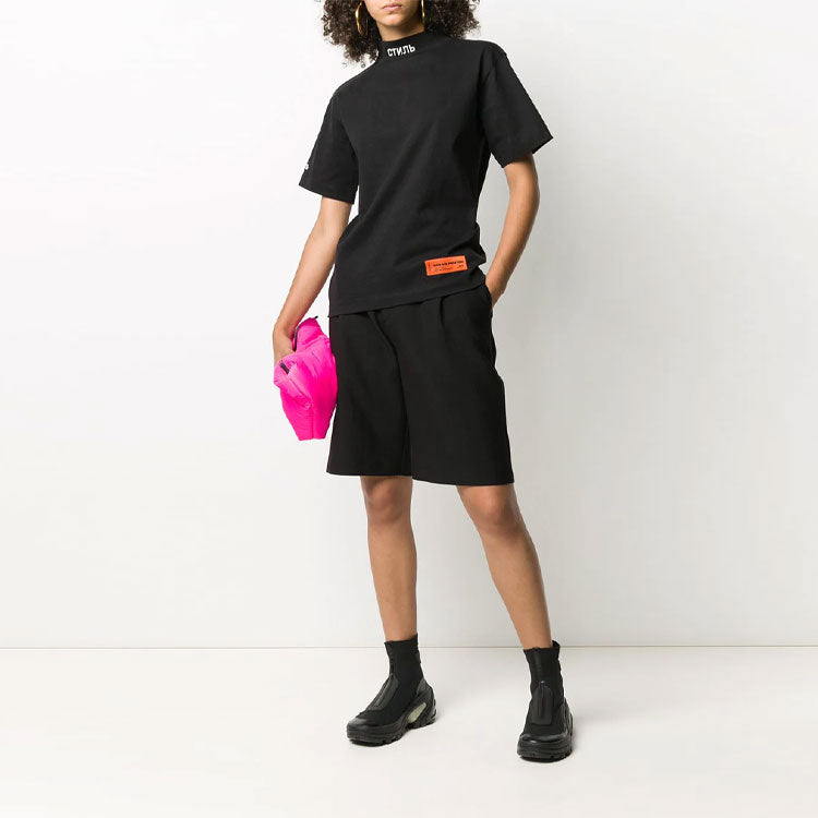 (WMNS) HERON PRESTON SS21 Mock Neck Ctnmb T-shirt 'Black' HWAA021E20JER0011001