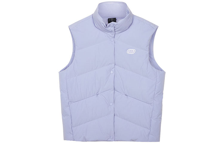 (WMNS) Skechers Letter Printed Down Vest 'Black Purple Pink' L421W110