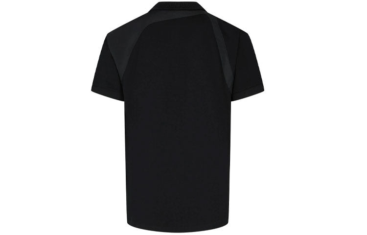 Men's Alexander McQueen FW21 Logo Splicing Short Sleeve Polo Shirt Black 625245-QQX33-1000