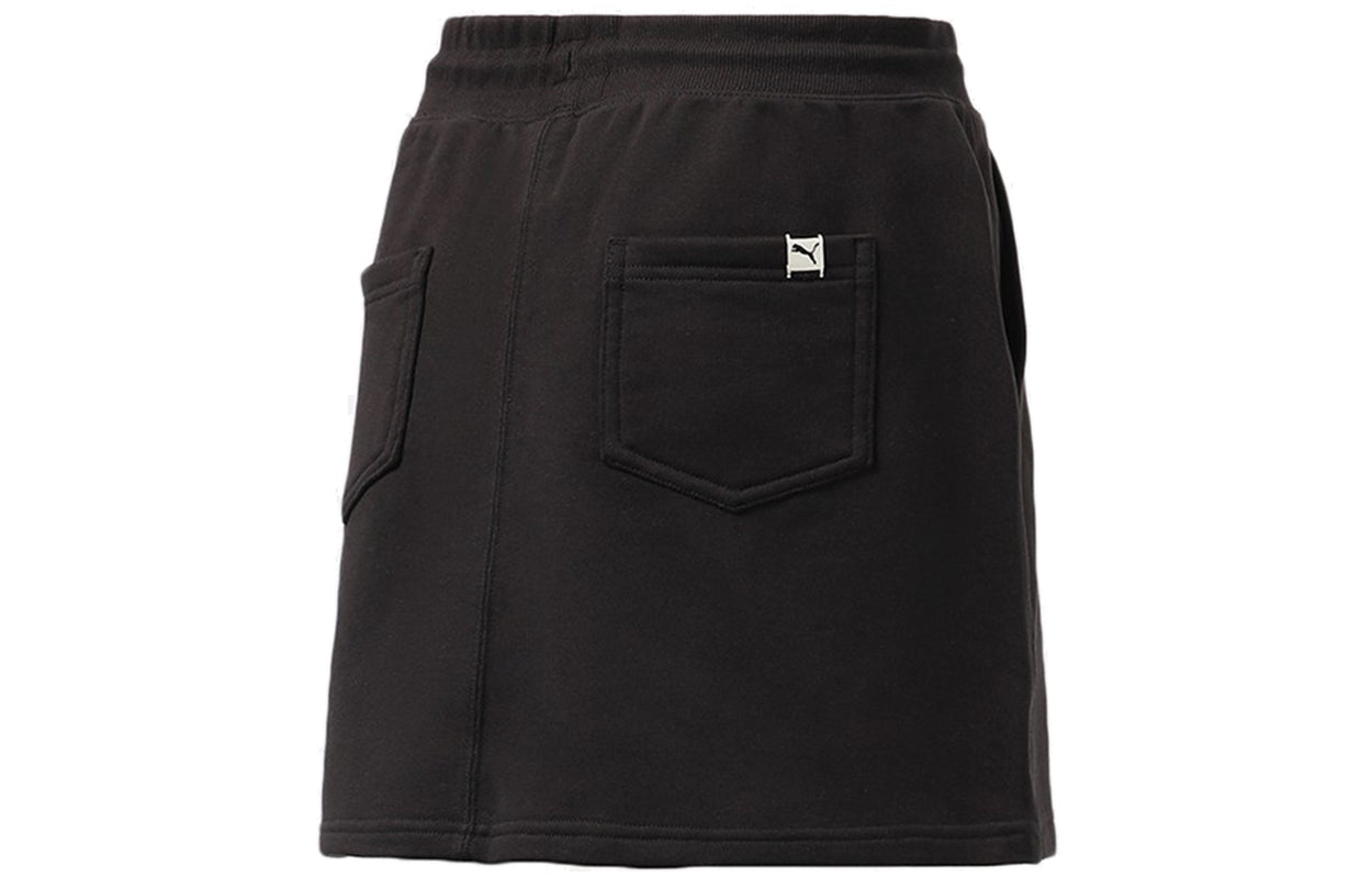 (WMNS) PUMA Classics T7 Skirt Athleisure Casual Sports Drawstring Black 533053-01