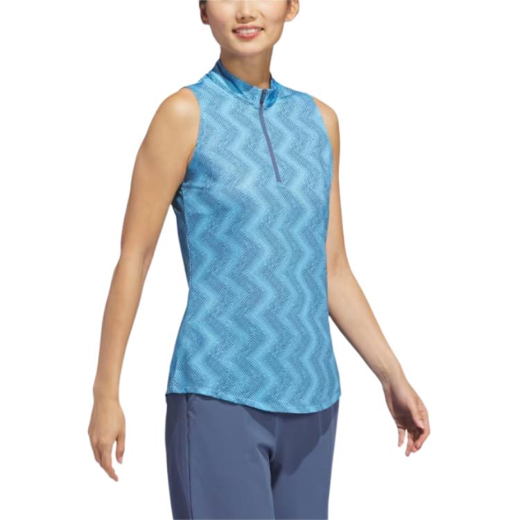 (WMNS) adidas Ultimate365 Ottoman Printed Sleeveless Polo Shirt Asia Sizing 'Blue' IP4231