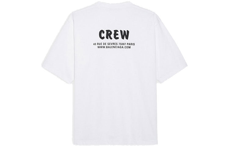 Men's Balenciaga Crew Alphabet Printing Short Sleeve White 620969TIV749040