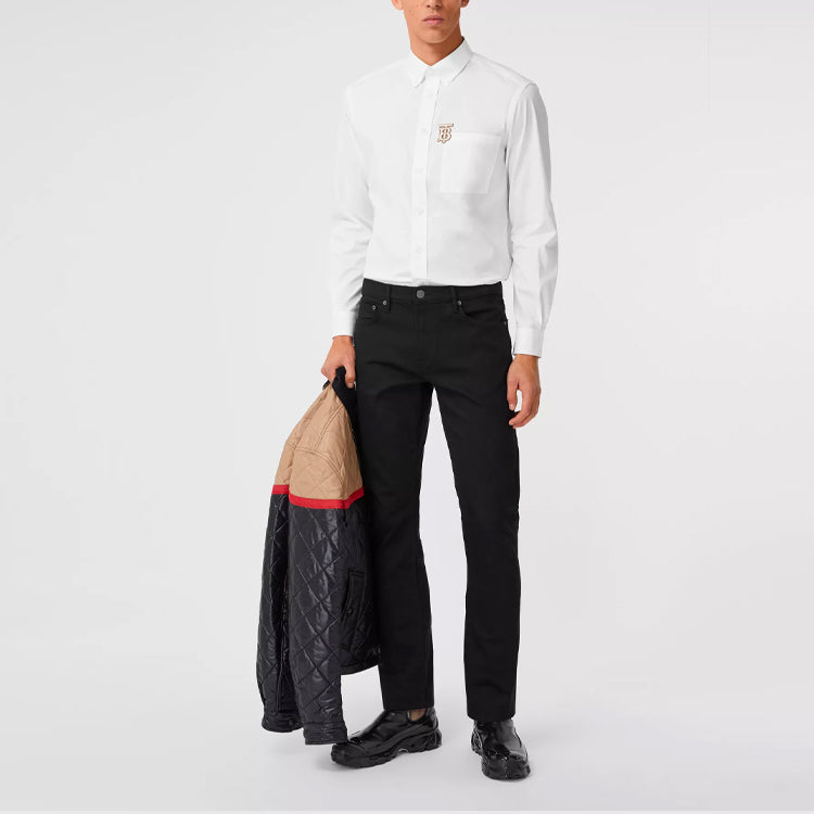 Burberry Pattern Elastic Shirt Male White 80367631