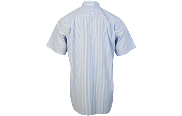 قميص COMME des GARCONS PLAY مخطط بأكمام قصيرة وشعار أسود "أزرق فاتح" AZ-B022-M