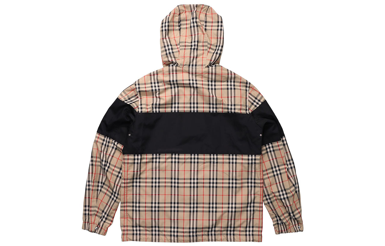 Men's Burberry Double Sided Classic Plaid Hooded Jacket Beige 80368941