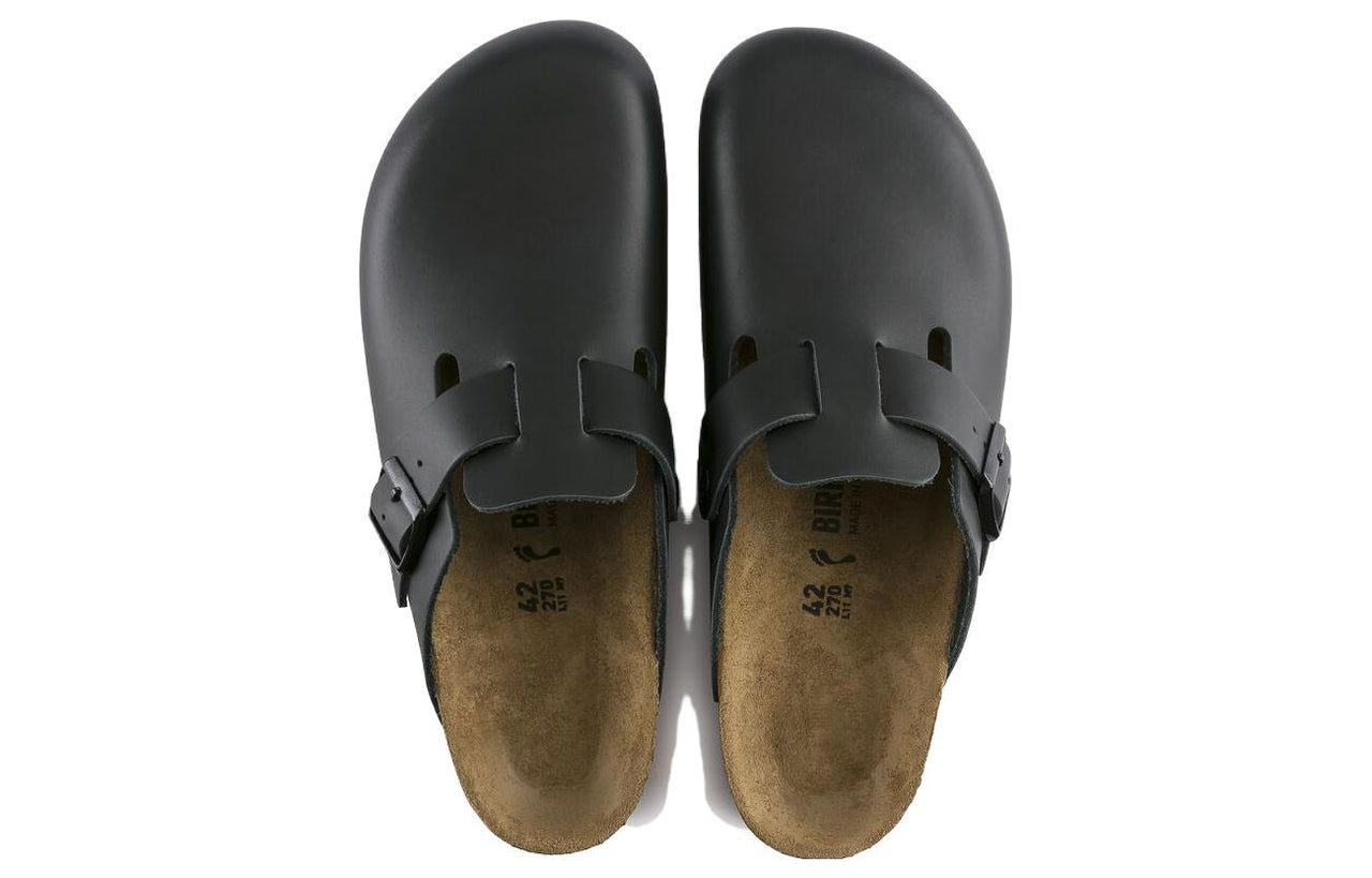 Birkenstock Boston Natural Leather Narrow Fit 'Black' 0060193