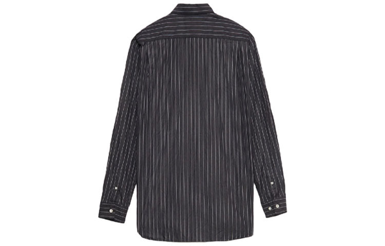 Balenciaga Chest Logo Pinstriped Logo Buttoned Shirt 'Black' 583989TGM041070