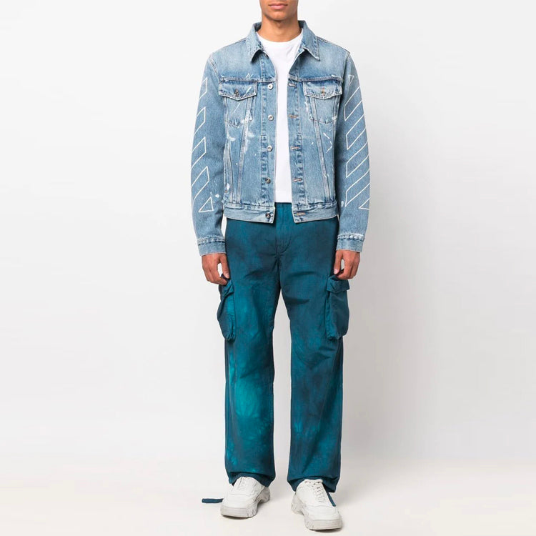 Men's Off-White SS22 Tie Dye Cargo Casual Long Pants/Trousers Blue OMCF032S22FAB0014300