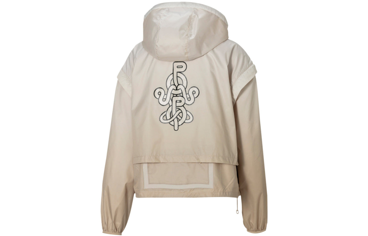 (WMNS) PUMA x PRONOUNCE Crossover Printing Gradient Woven Hooded Jacket Khaki 532147-20