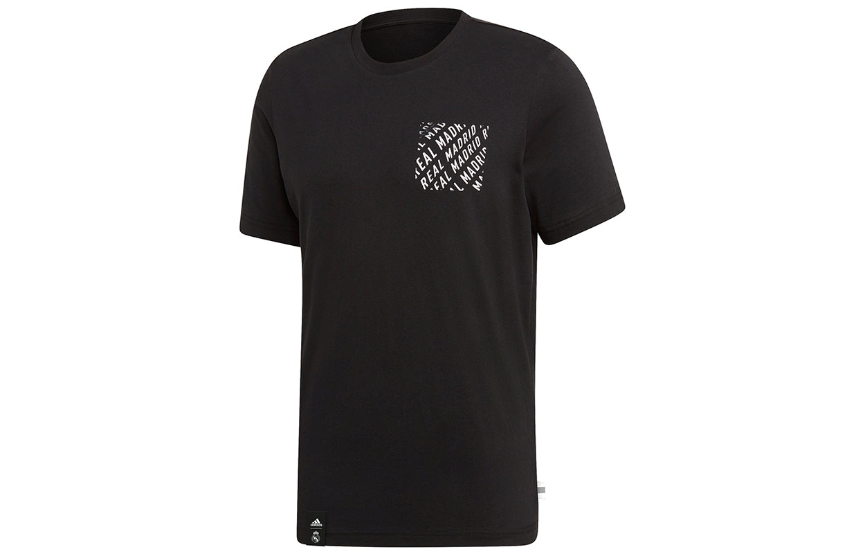 adidas Real Str Gr Tee Real Madrid Alphabet Printing Soccer/Football Sports Short Sleeve Black DP5180