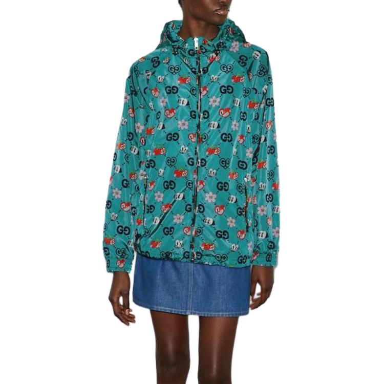 (WMNS) Gucci GG Symbols Print Hooded Jacket 'Bright Blue Multicolor' 781446-ZAQFA-4137