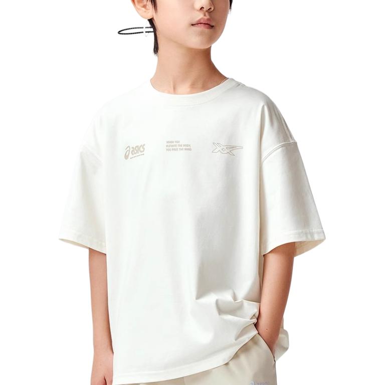 (GS) ASICS Multi-Logo T-Shirt 'White Beige' 332241173095-8853