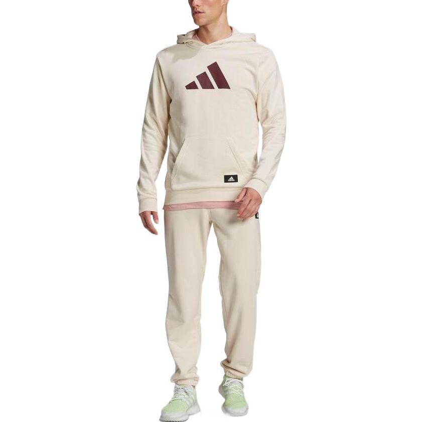 Men's adidas Geometry Logo Printing Long Sleeves Japanese Version Creamy White HA1411