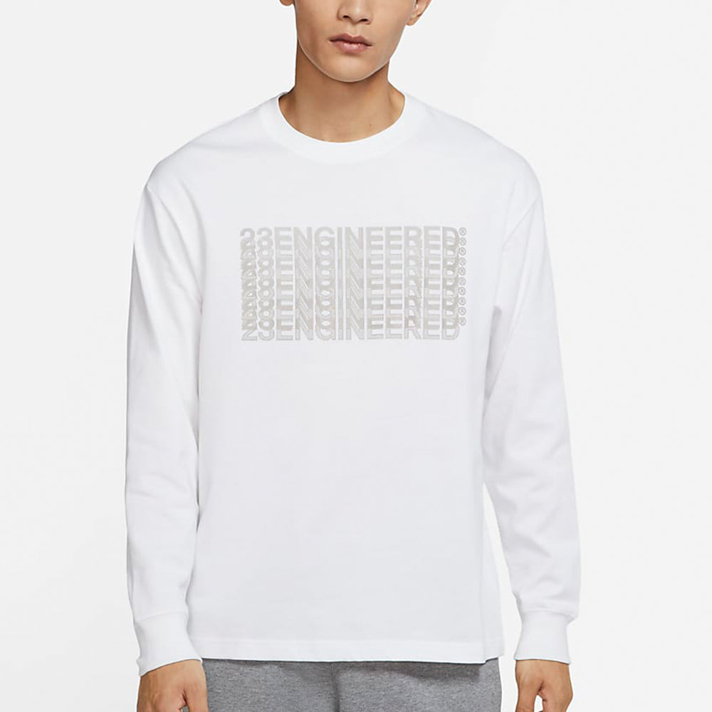 Men's Air Jordan J 23eng Ls Crew Alphabet Printing Sports Round Neck Pullover White DC9768-100