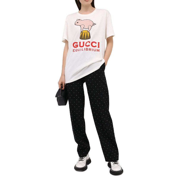 (WMNS) Gucci Equilibrium PIggy Printing Female White 615044-XJCRI-9095