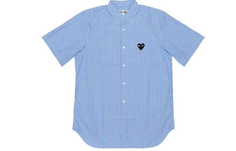 (WMNS) COMME des GARCONS PLAY Striped Short Sleeve Shirt Black Emblem 'Blue' AZ-B021-051-1