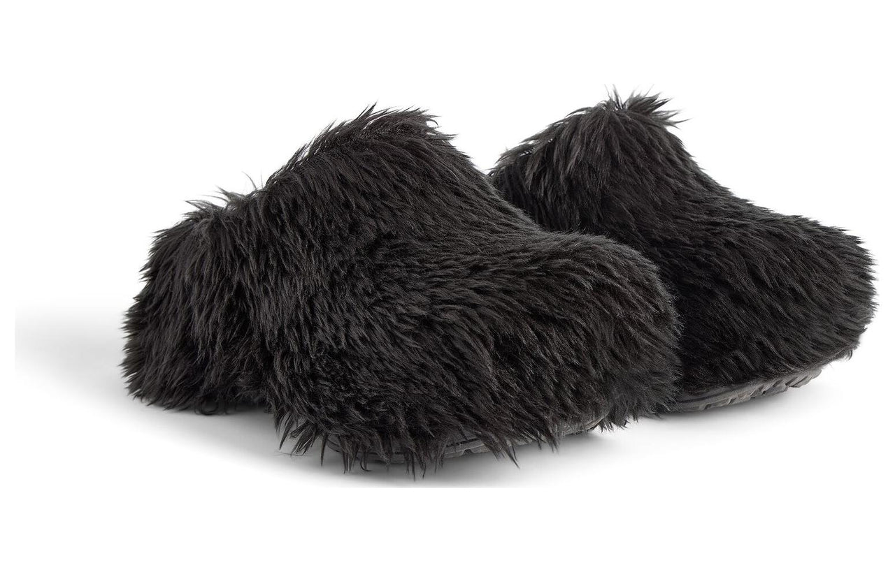 (WMNS) Balenciaga Crocs Mules 'Black Fake Fur on Rubber' 720762W0FOU1000