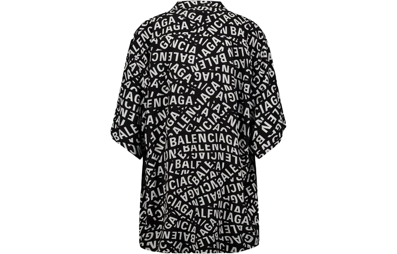 Balenciaga Logo Strips Minimal Short Sleeve Shirt 'Black' 681813TML21-1269