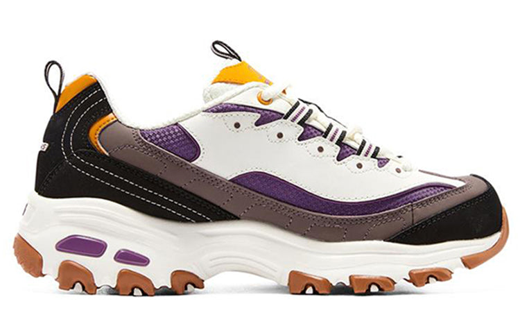 (WMNS) Skechers D'lites 1.0 Sneakers 'White Brown Black' 66666179-NTMT