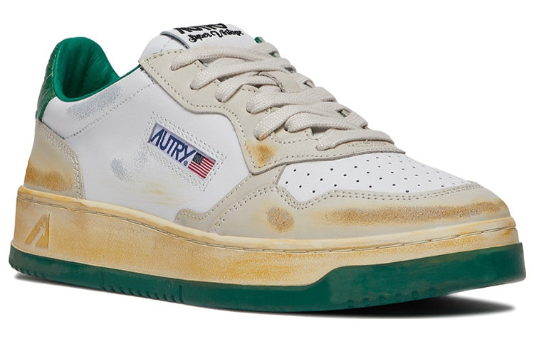 AUTRY Super Vintage Low Leather 'White Green' AVLM-CL02
