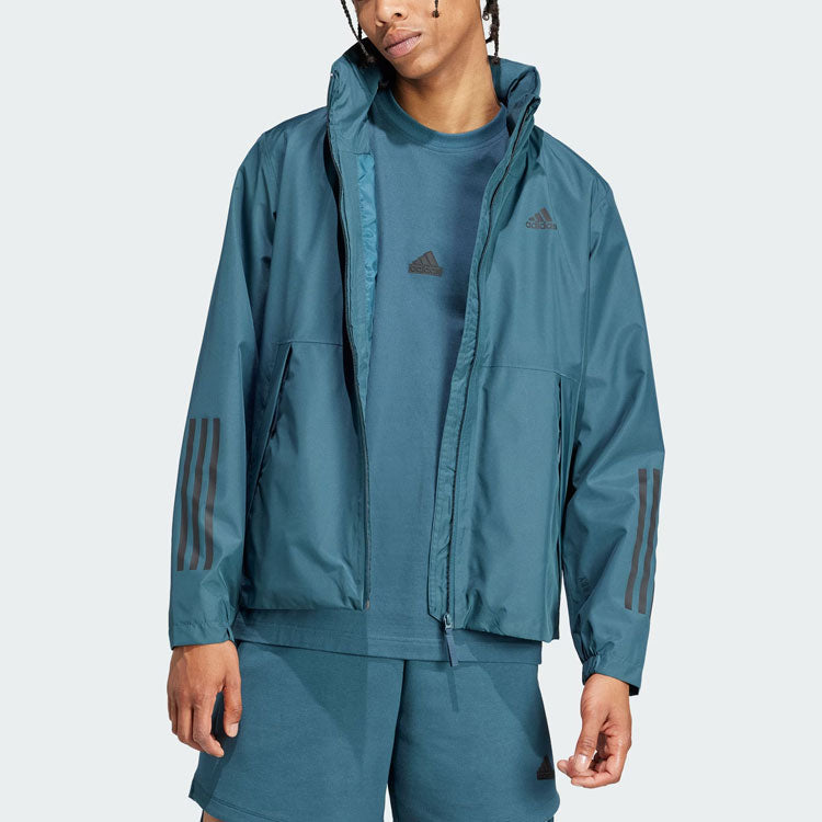 adidas BSC 3-Stripes Rain.Rdy Jacket 'Teal' IK0507