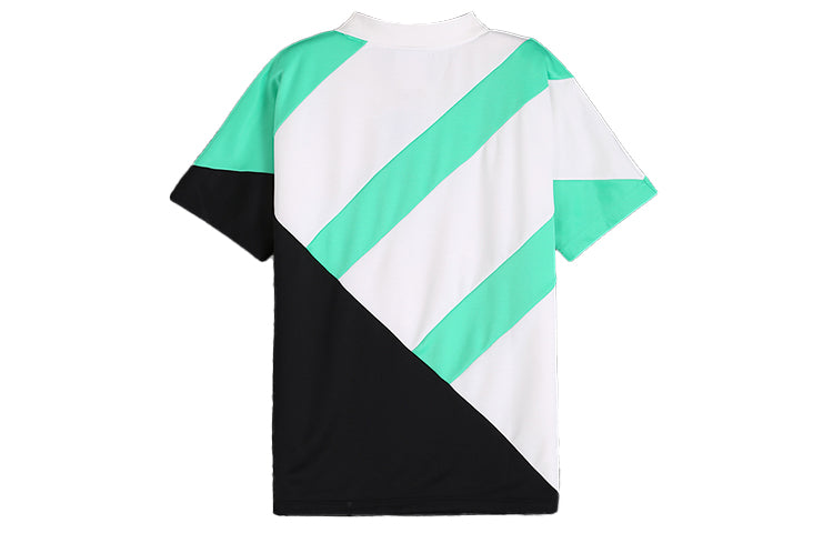 Men's adidas originals Eqt Colorblock Diagonal Stripes Lapel Short Sleeve White T-Shirt CD6846