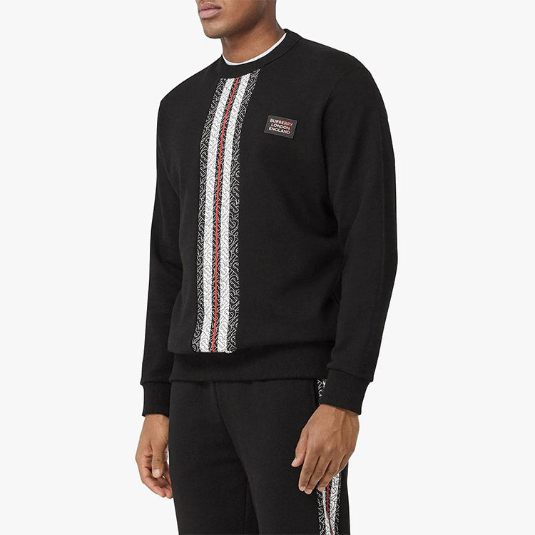 Burberry MENS SS20 Striped Logo Printed Crewneck Black 80269391